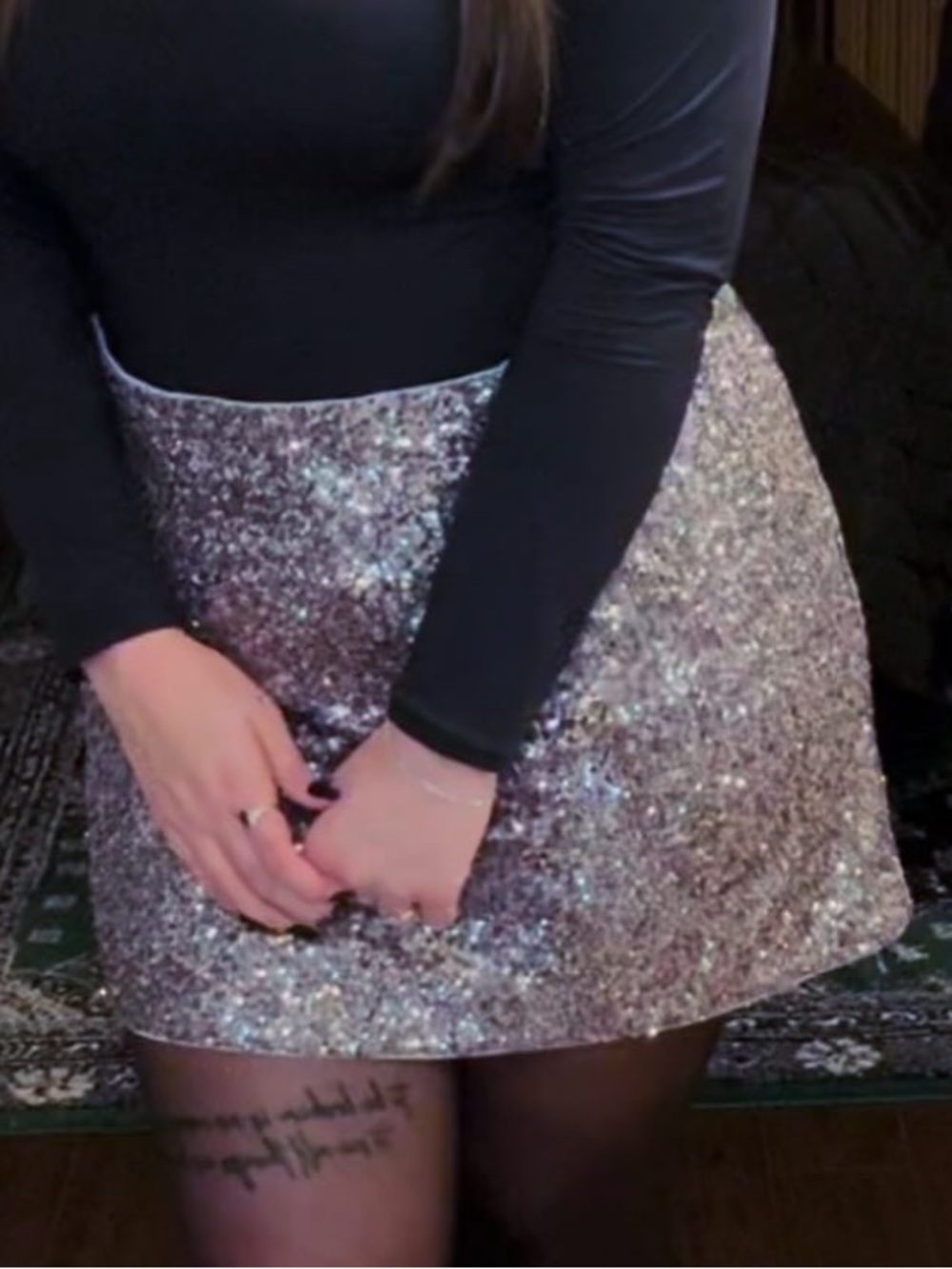 Abercrombie & Fitch Silver Sequin Mini Skort
